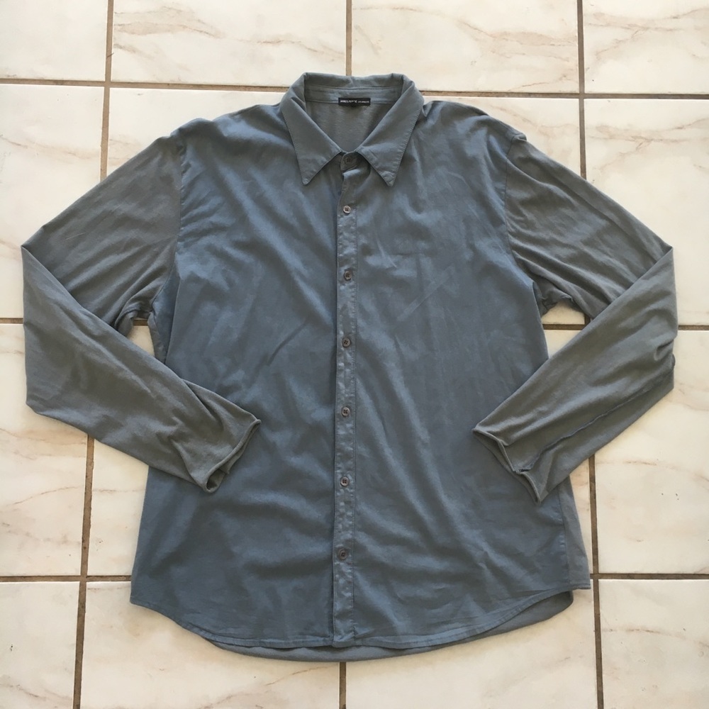 James Perse 4 Shirt Button Up Blue Gray XL Cotton
